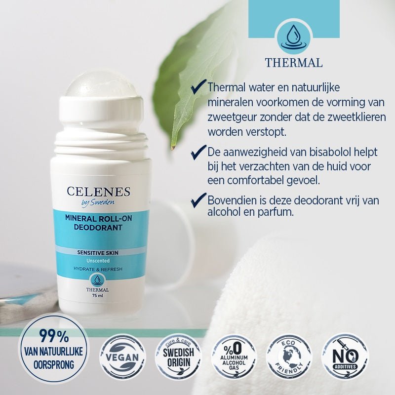 Celenes Thermal deodorant roll - on unscented 75 Milliliter - DrogistWereld