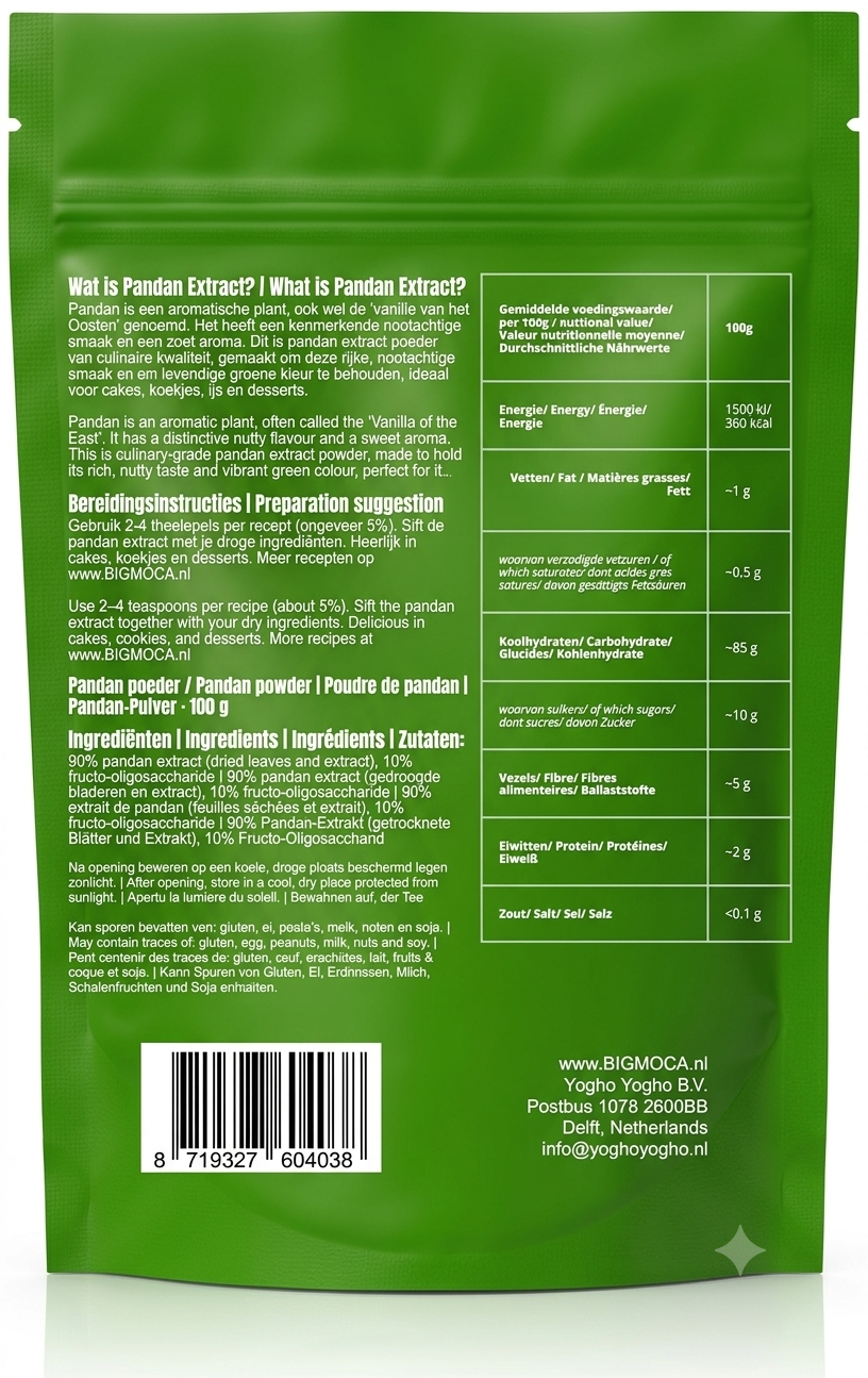 Powerful People BIG MOCA Pandan Extract Poeder 100.00 Gram