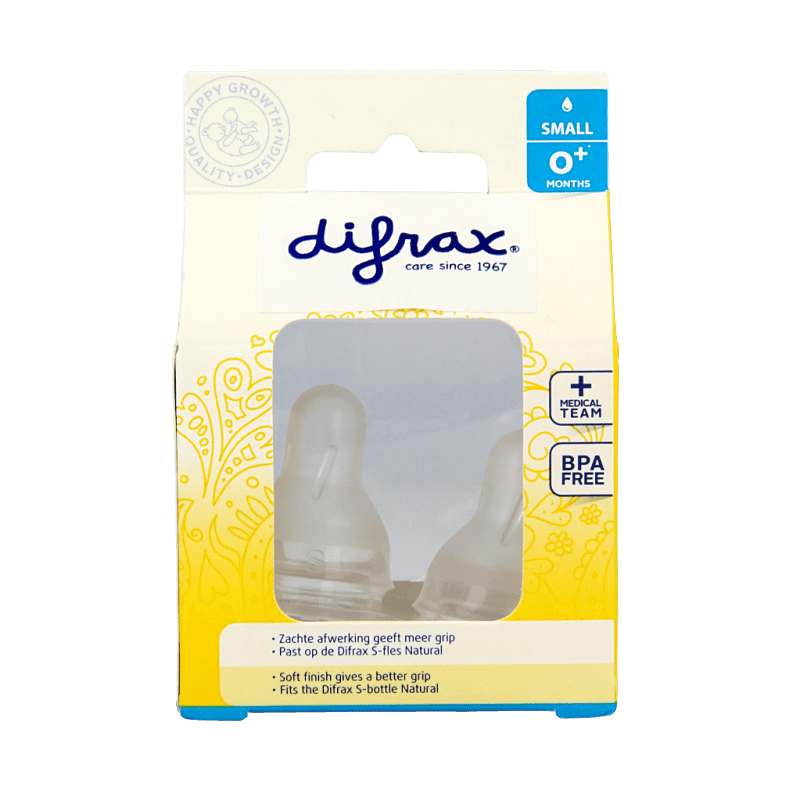 Difrax Flesspeen small 0+ natural 2 Stuks - DrogistWereld