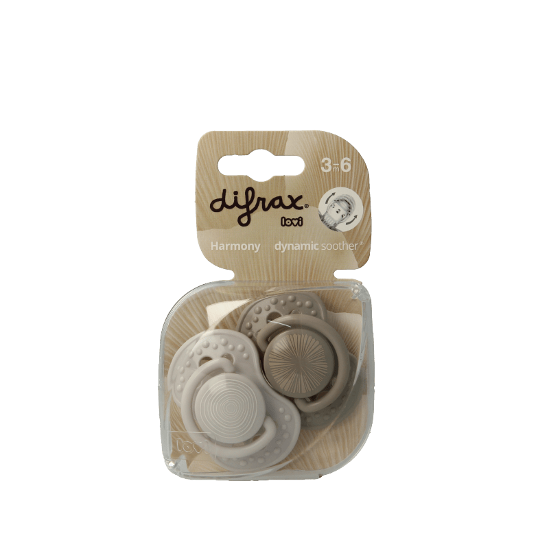 Difrax Fopspeen 3 - 6 maanden harmony light grey/dark grey 2 Stuks - DrogistWereld