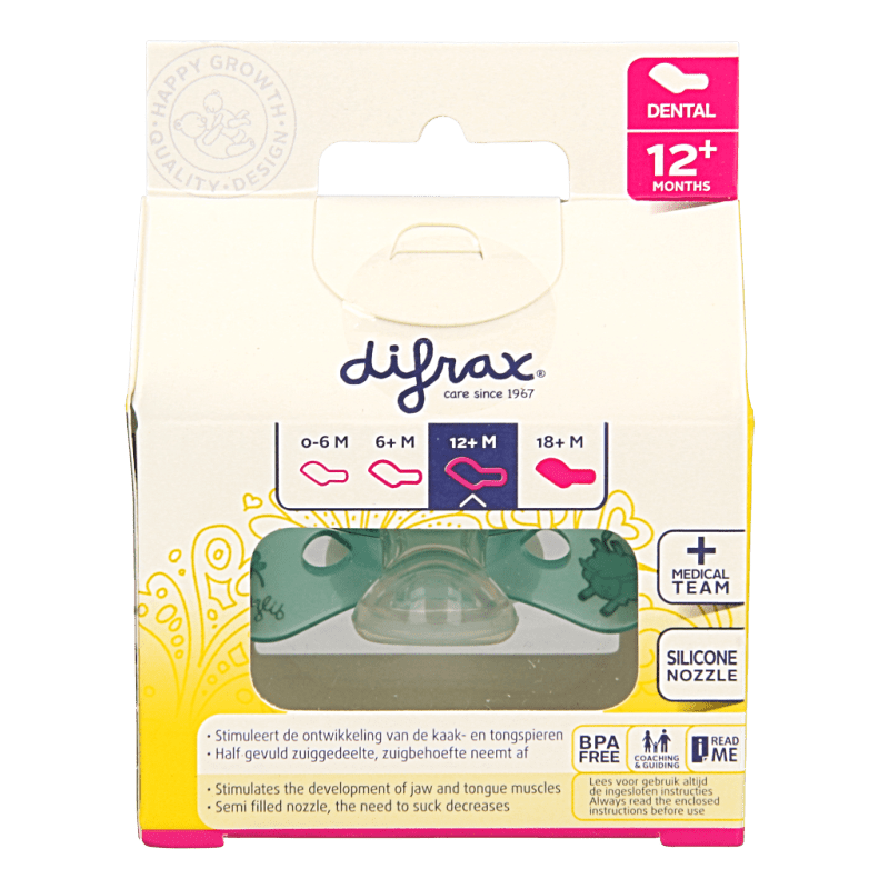 Difrax Fopspeen dental 12+ maanden glow in the dark 1 Stuks - DrogistWereld