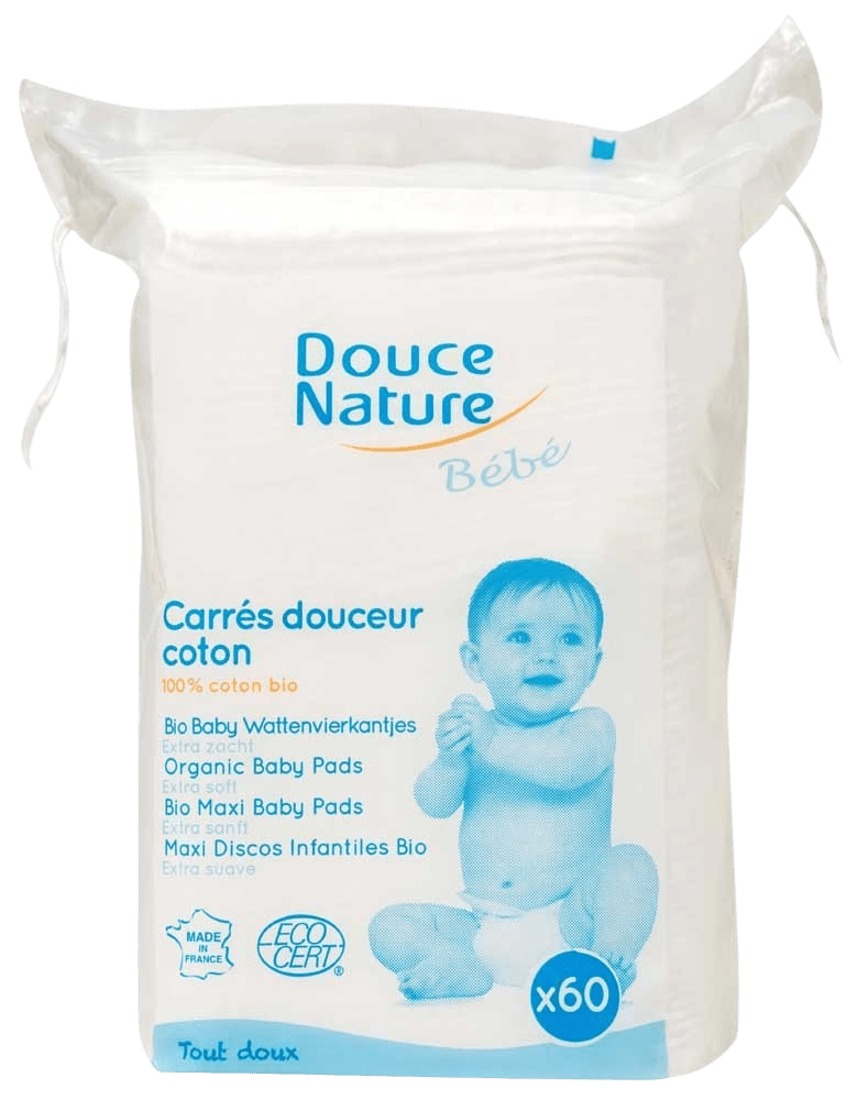 Douce Nature Baby wattenvierkantjes bio 60 Stuks - DrogistWereld