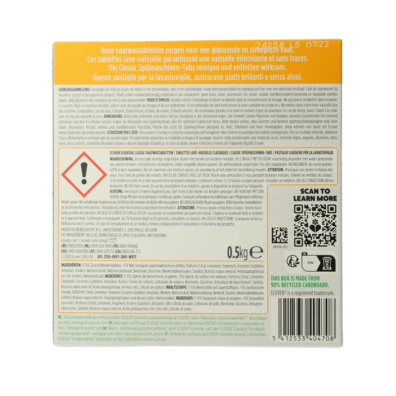 Ecover Essential vaatwastabletten 25 Stuks - DrogistWereld