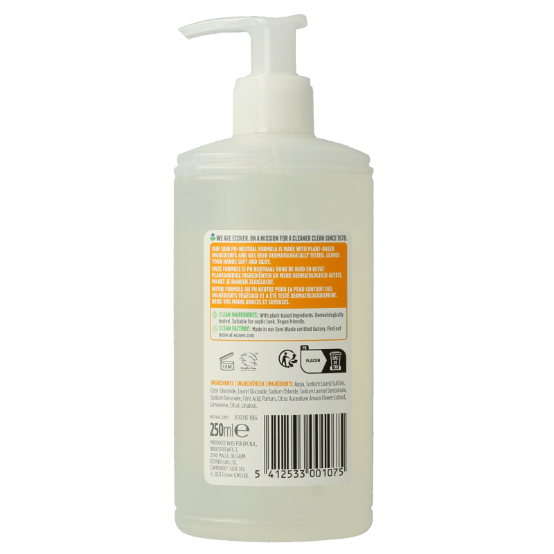 Ecover Handzeep citrus oranjebloesem 250 Milliliter - DrogistWereld
