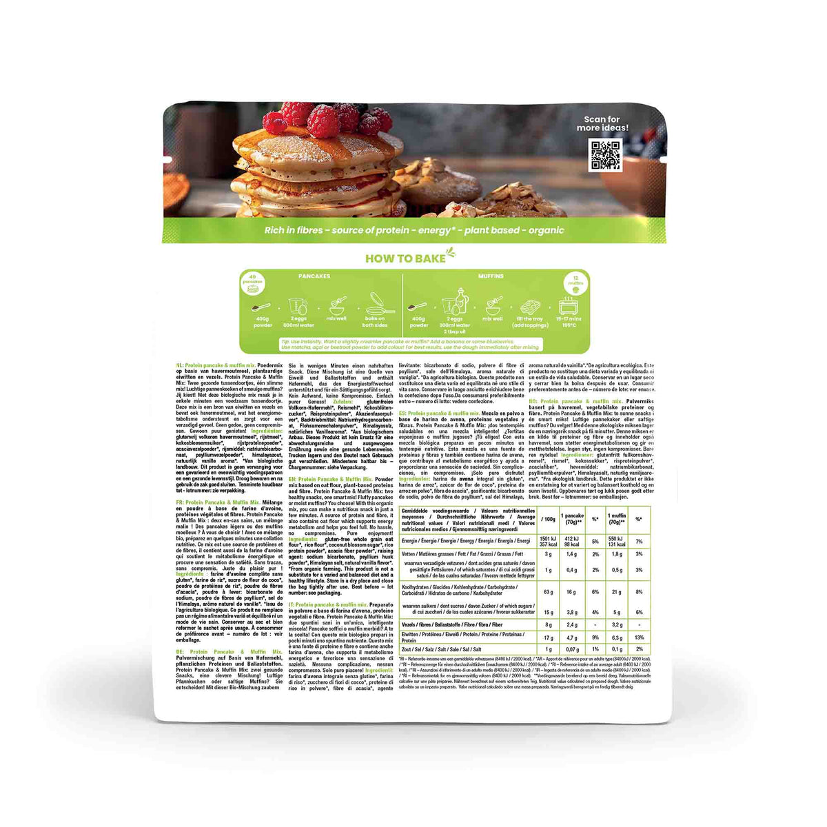 Purasana Glutenvrije protein pancake & muffin mix bio 400.00 Gram