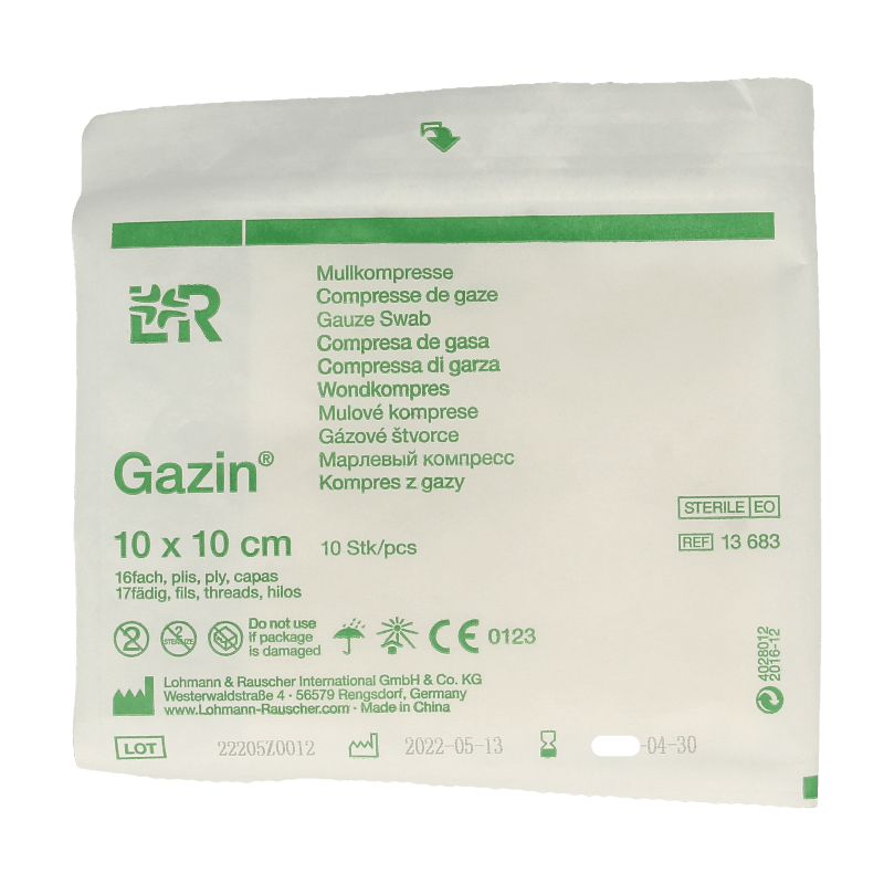 Gazin Gaaskompressen 10 x 10cm steriel 10 Stuks - DrogistWereld