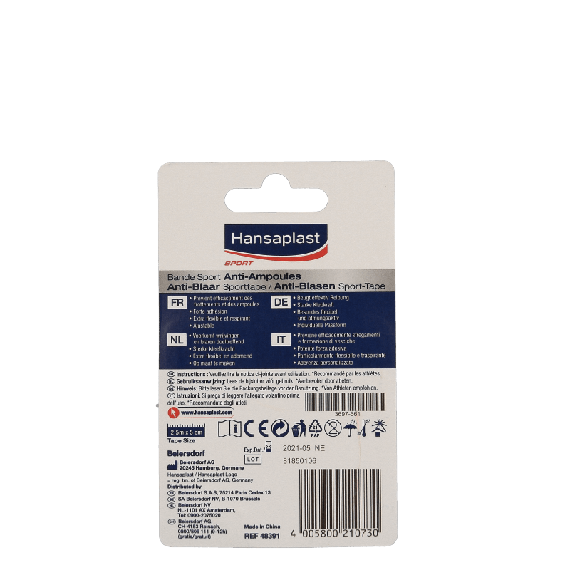 Hansaplast Sport tape anti blaar 1 Stuks - DrogistWereld