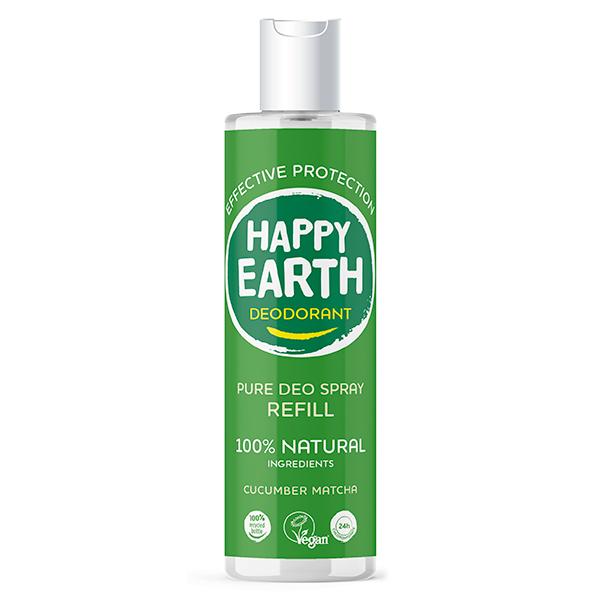 Happy Earth Pure deodorant spray cucumber matcha refill 300 Milliliter - DrogistWereld