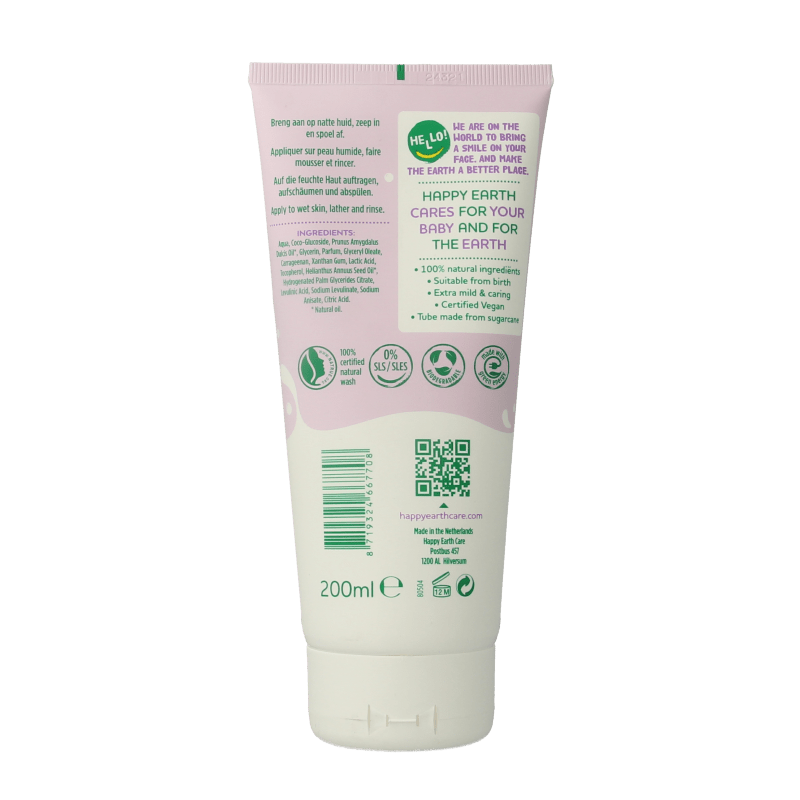 Happy Earth Wasgel creme olie baby & kids 200 Milliliter - DrogistWereld