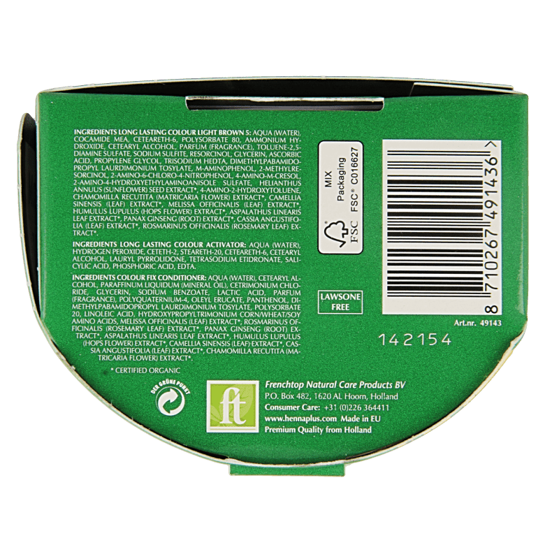 Henna Plus Long lasting colour 5 light brown 100 Milliliter - DrogistWereld