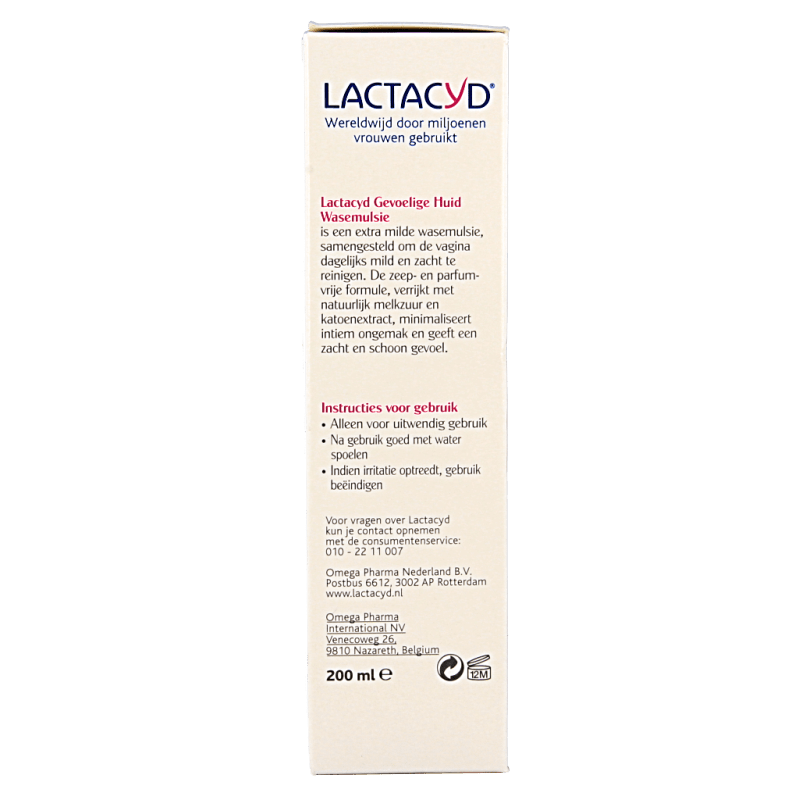 Lactacyd Wasemulsie gevoelige huid 200 Milliliter - DrogistWereld