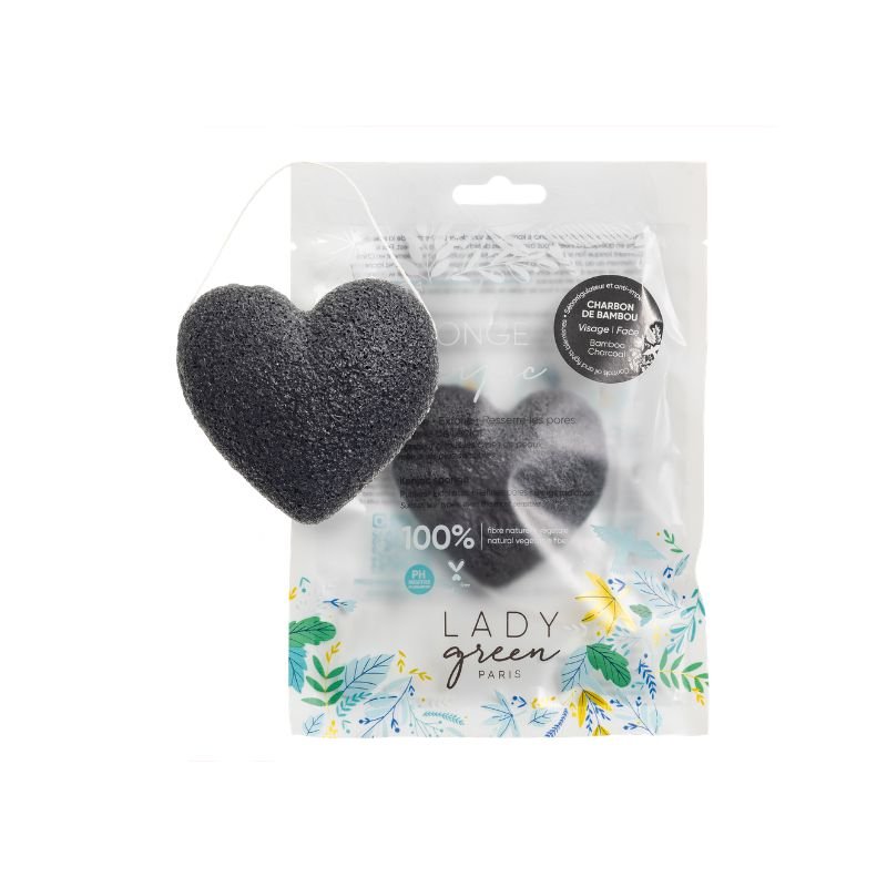 Lady Green Konjac gezichtsspons charcoal 1 Stuks - DrogistWereld