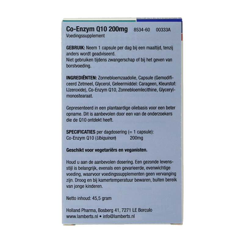 Lamberts Co enzym Q10 200mg 60 Vegetarische capsules - DrogistWereld