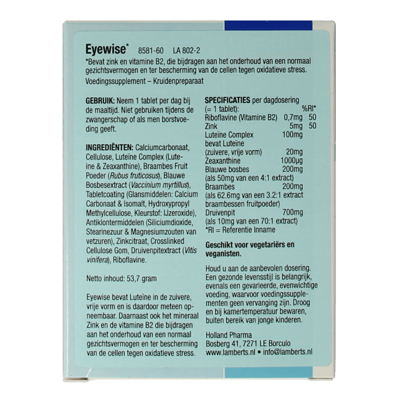 Lamberts Eyewise NF 60 Tabletten - DrogistWereld