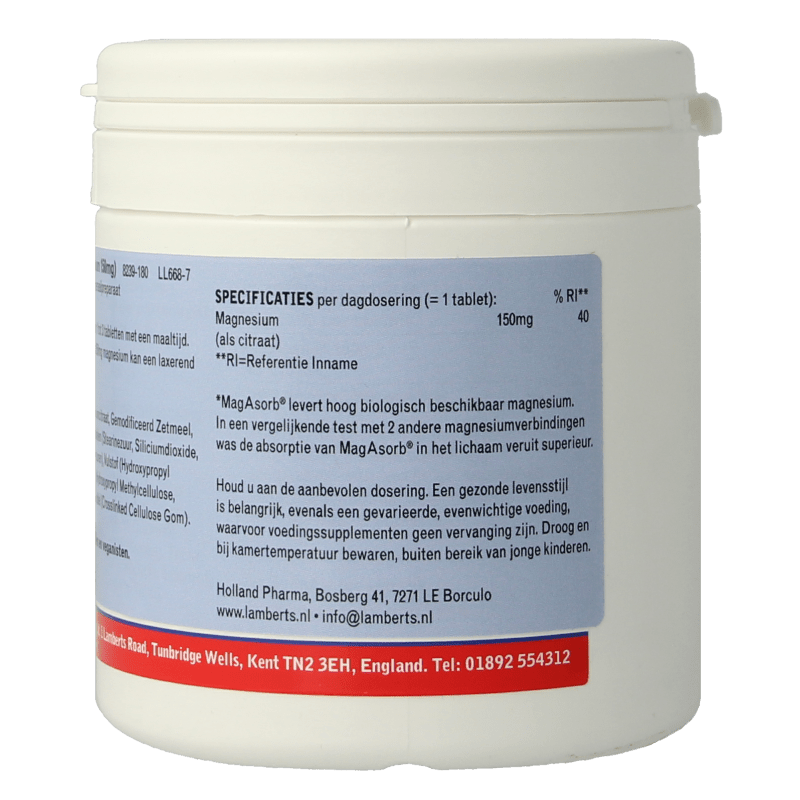Lamberts MagAsorb (magnesium citraat) 150mg 180 Tabletten - DrogistWereld