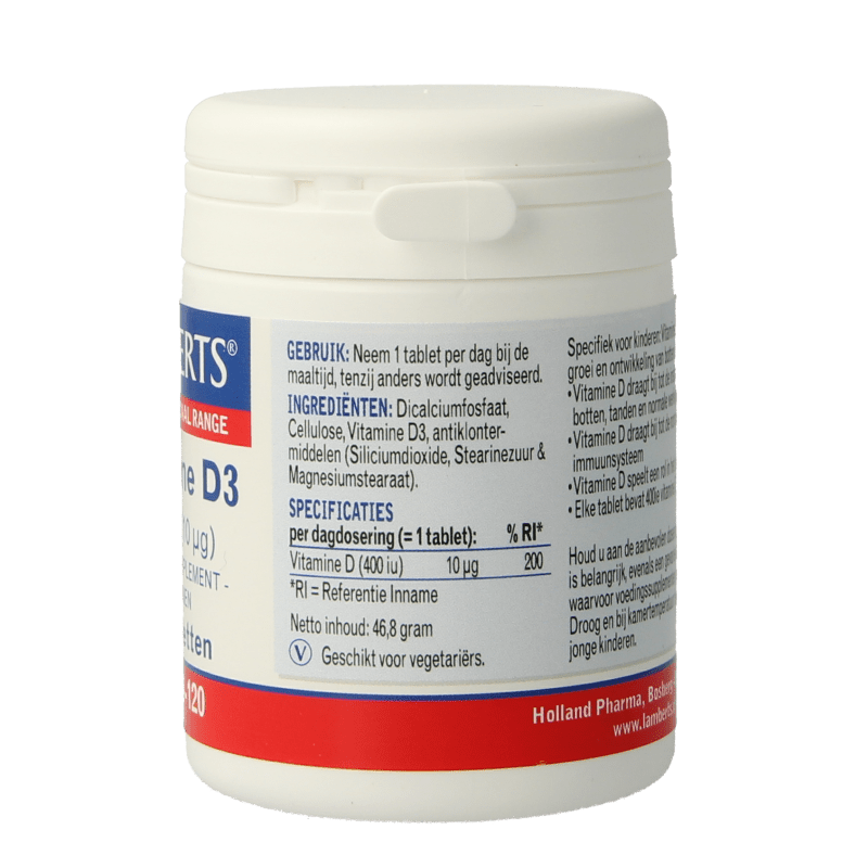 Lamberts Vitamine D3 400IE/10mcg 120 Tabletten - DrogistWereld