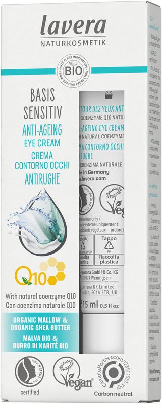 Lavera Basis Sensitive Q10 eye cream 15 Milliliter - DrogistWereld