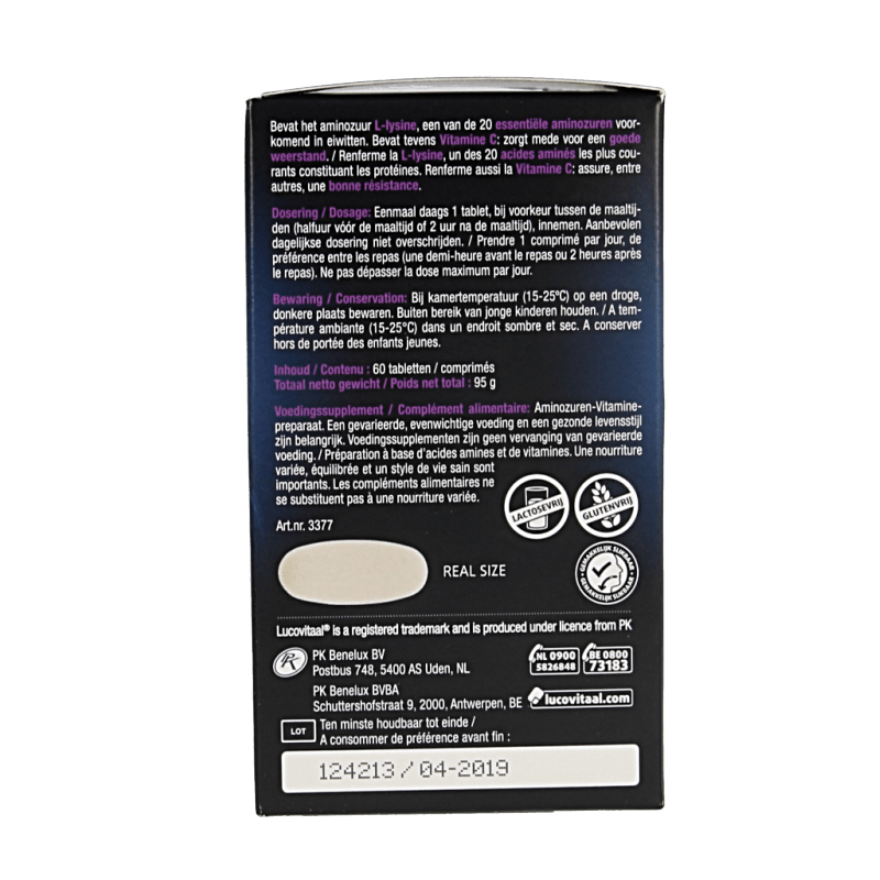 Lucovitaal L - Lysine 1000mg 60 Tabletten - DrogistWereld