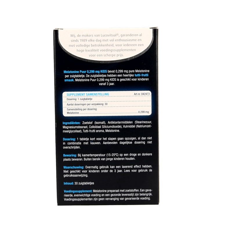 Lucovitaal Melatonine kids puur 0.299mg 30 Tabletten - DrogistWereld
