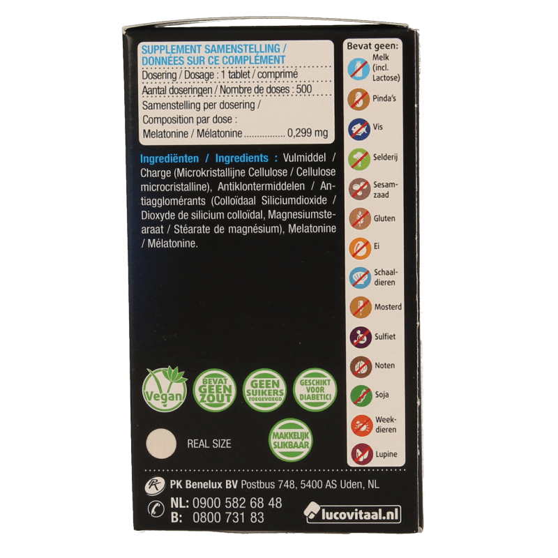 Lucovitaal Melatonine puur 0.299mg 500 Tabletten - DrogistWereld