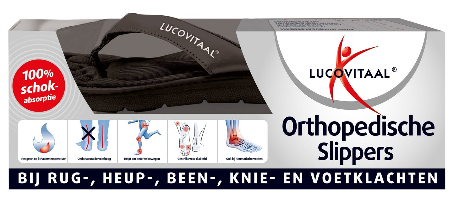 Lucovitaal Orthopedische slippers maat 45 - 46 zwart 1 Paar - DrogistWereld