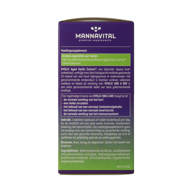 Mannavital Kyolic one a day 60 Tabletten - DrogistWereld