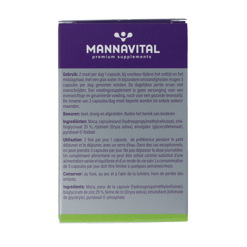 Mannavital Maca platinum 60 Vegetarische capsules - DrogistWereld