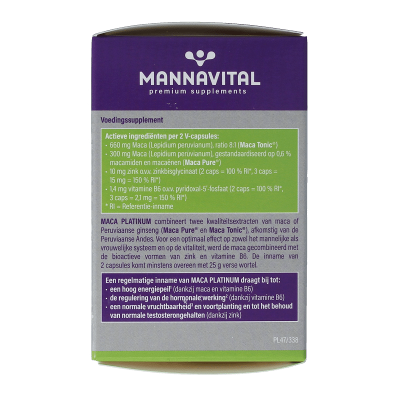 Mannavital Maca platinum 60 Vegetarische capsules - DrogistWereld