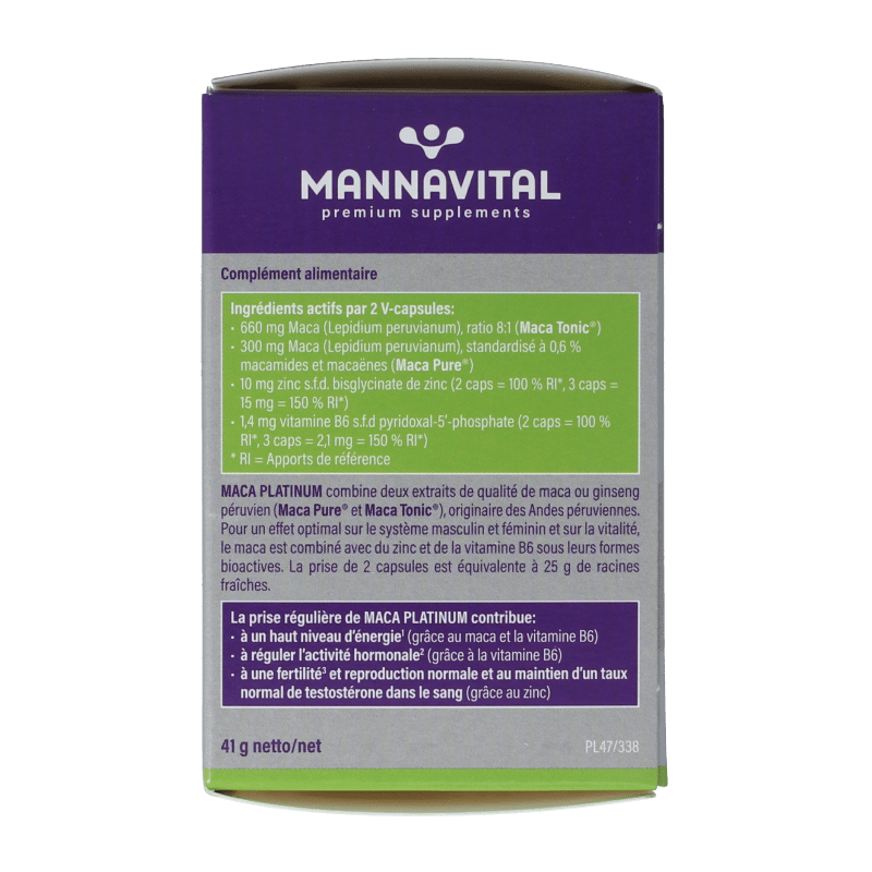 Mannavital Maca platinum 60 Vegetarische capsules - DrogistWereld