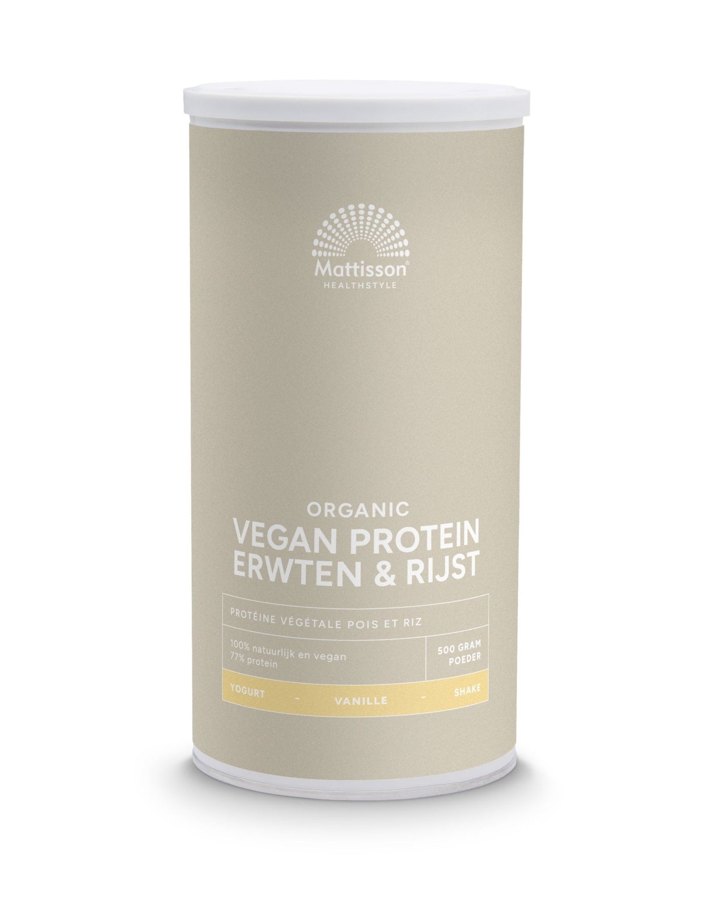 Mattisson Vegan protein erwten & rijst vanille bio 500 Gram - DrogistWereld