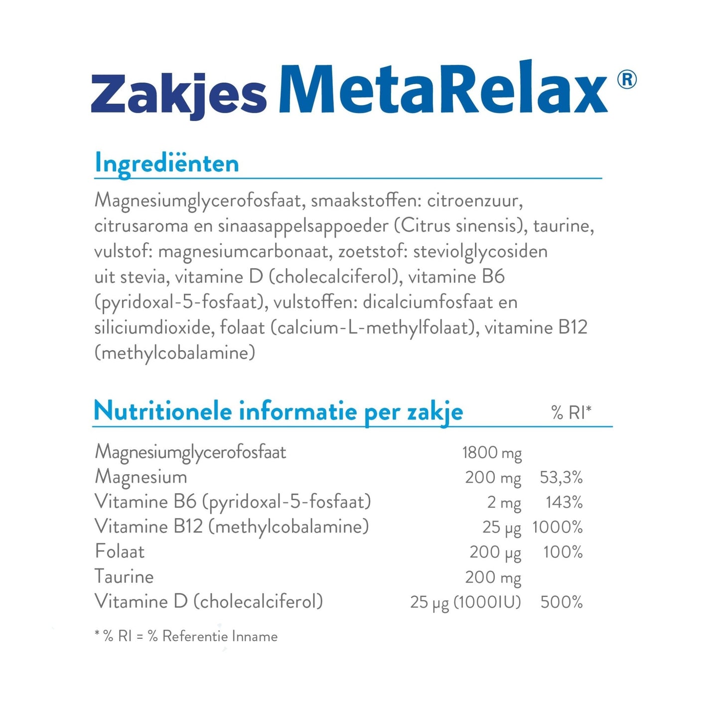 Metagenics Metarelax sachets 40 Sachets - DrogistWereld