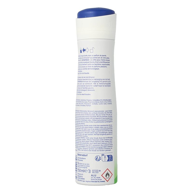 Nivea Deodorant spray fresh pure jasmine 150 Milliliter - DrogistWereld