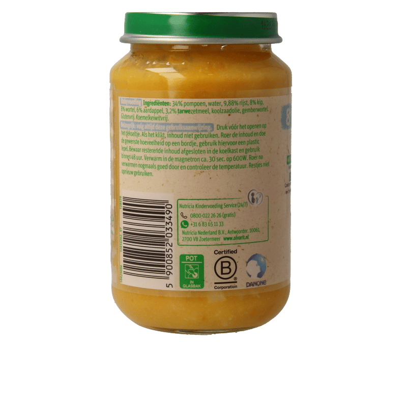 Olvarit Pompoen kip rijst 8M14 200 Gram - DrogistWereld