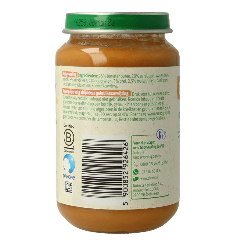 Olvarit Tomaat rundvlees aardappel wortel 200 Gram - DrogistWereld