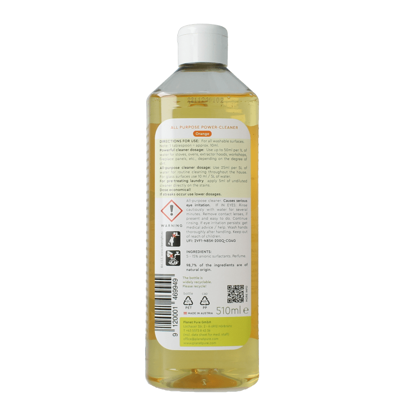 Planet Pure Allesreiniger orange 510 Milliliter - DrogistWereld