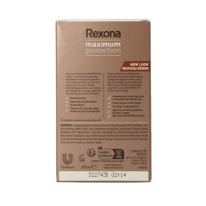 Rexona Deodorant stick women max prot sensitive 45 Milliliter - DrogistWereld