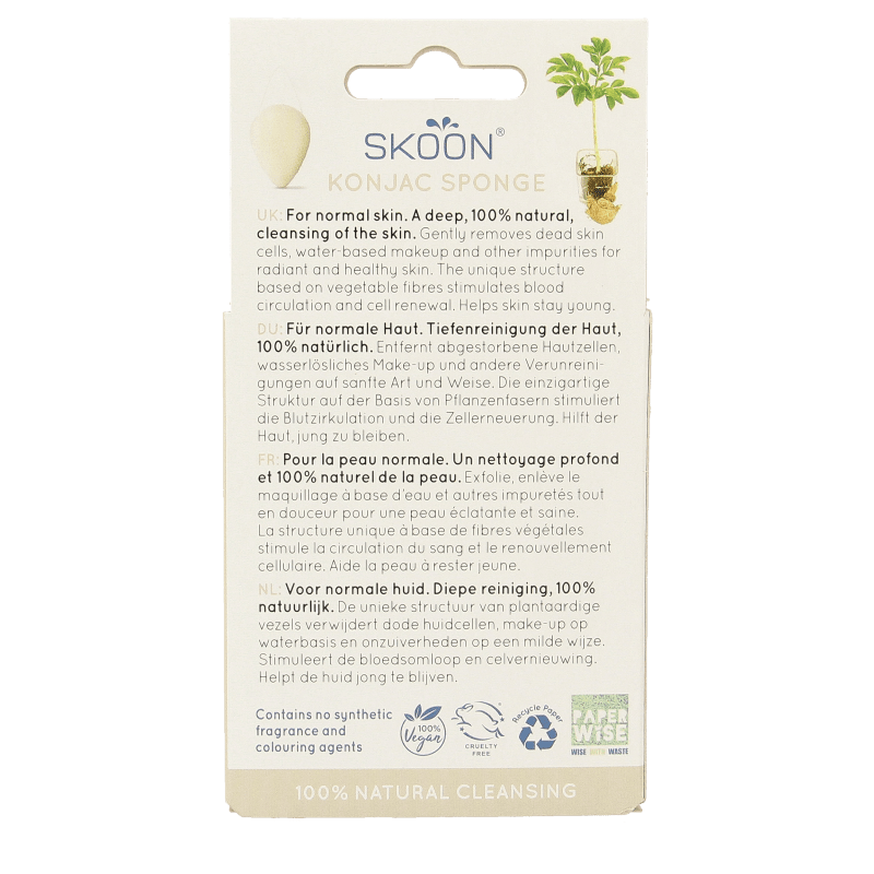 Skoon Konjac spons pure bio 1 Stuks - DrogistWereld