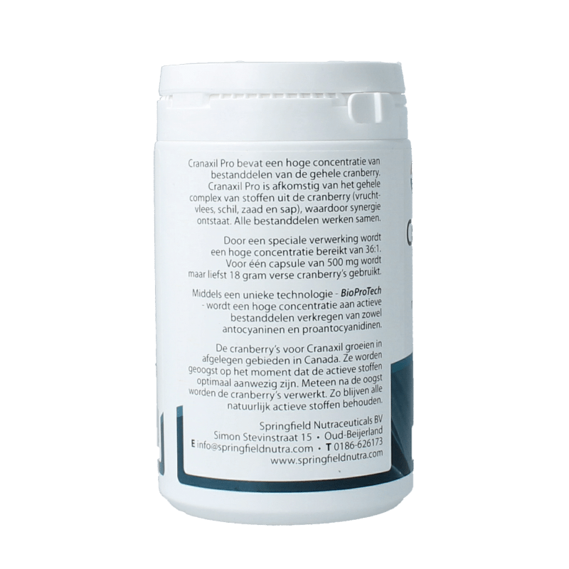 Springfield Cranaxil pro cranberry concentrate 500mg 180 Capsules - DrogistWereld