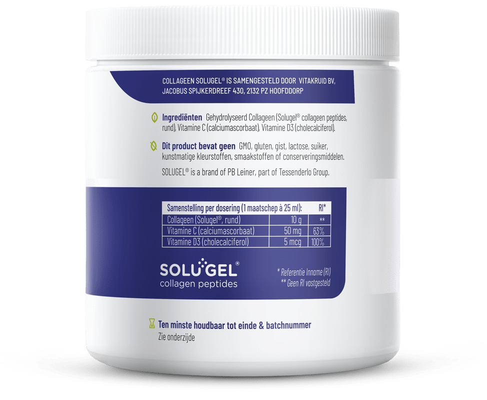 Vitakruid Collageen Solugel poeder met vitamine C & D 250 Gram - DrogistWereld