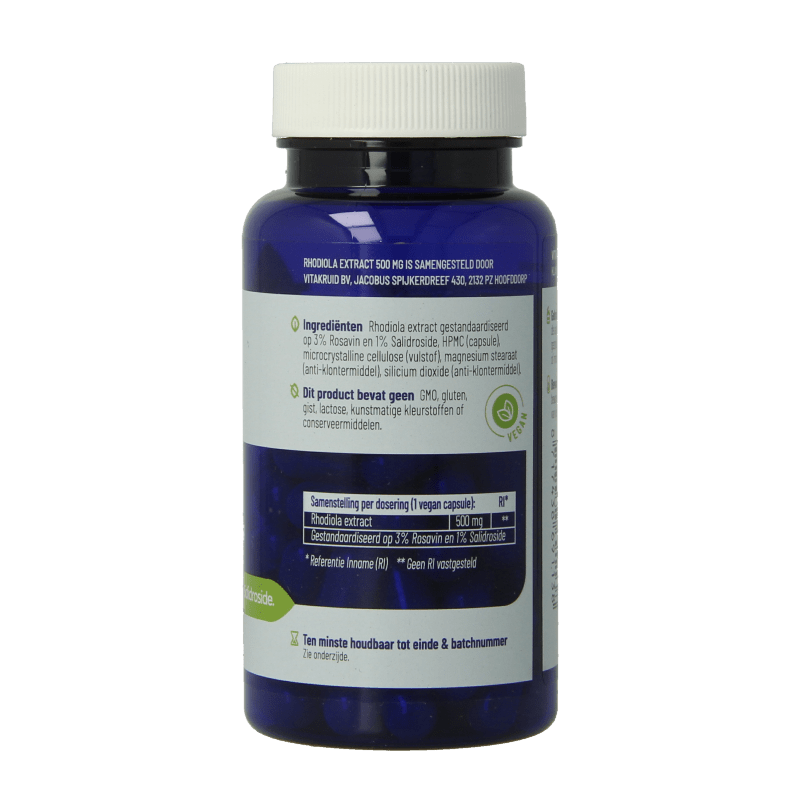 Vitakruid Rhodiola extract 500 mg 3% Rosavin 1% Salidroside 60 Vegetarische capsules - DrogistWereld