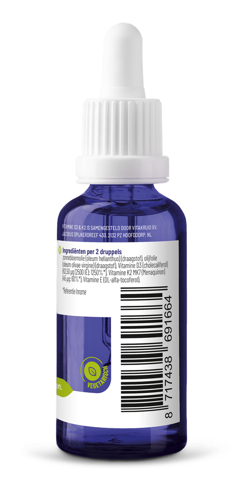 Vitakruid Vitamine D3 & K2 (MenaQ7) met druppelpipet 30 Milliliter - DrogistWereld