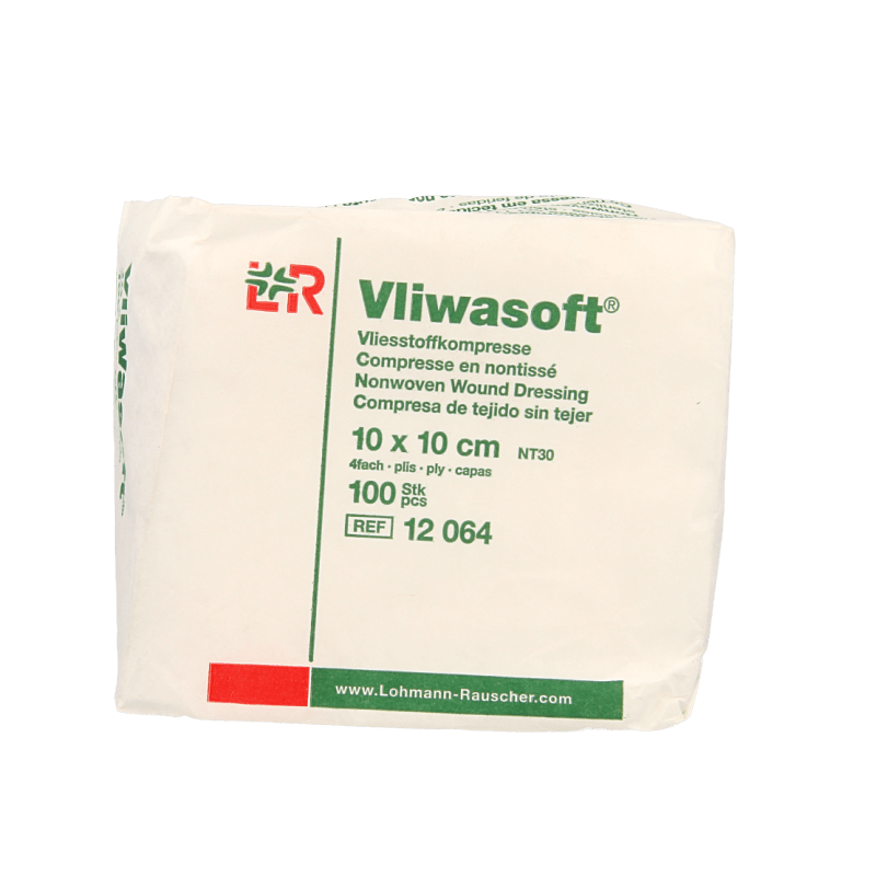 Vliwasoft Vlieskompres 10 x 10cm 4 - laags 100 Stuks - DrogistWereld