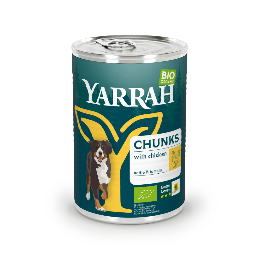 Yarrah Hond brokjes kip in saus bio 405 Gram - DrogistWereld