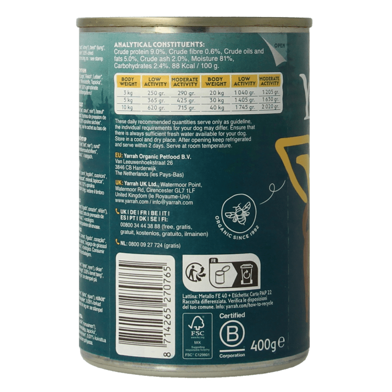 Yarrah Hond pate met kip bio 400 Gram - DrogistWereld