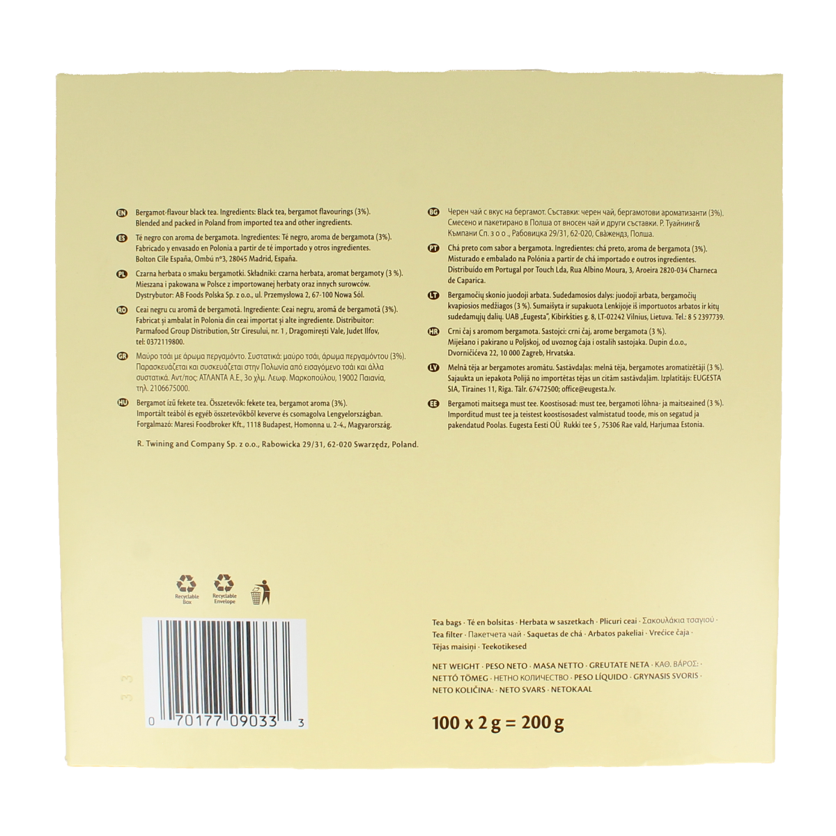Twinings Earl grey envelop 100.00 Zakjes