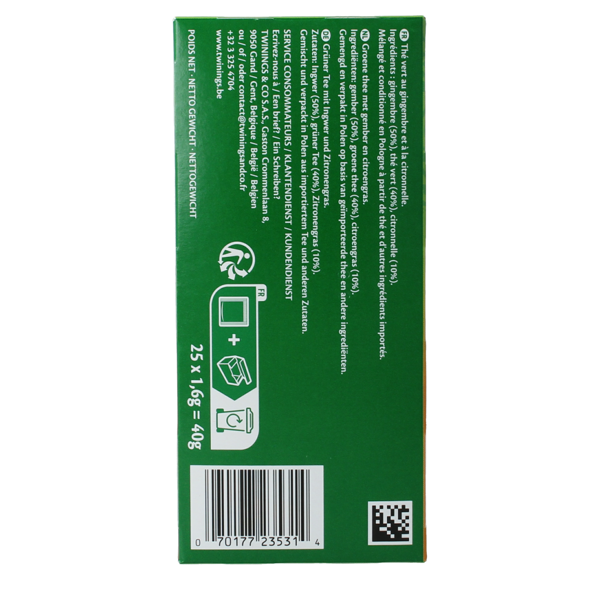Twinings The vert gingembre 25.00 Zakjes