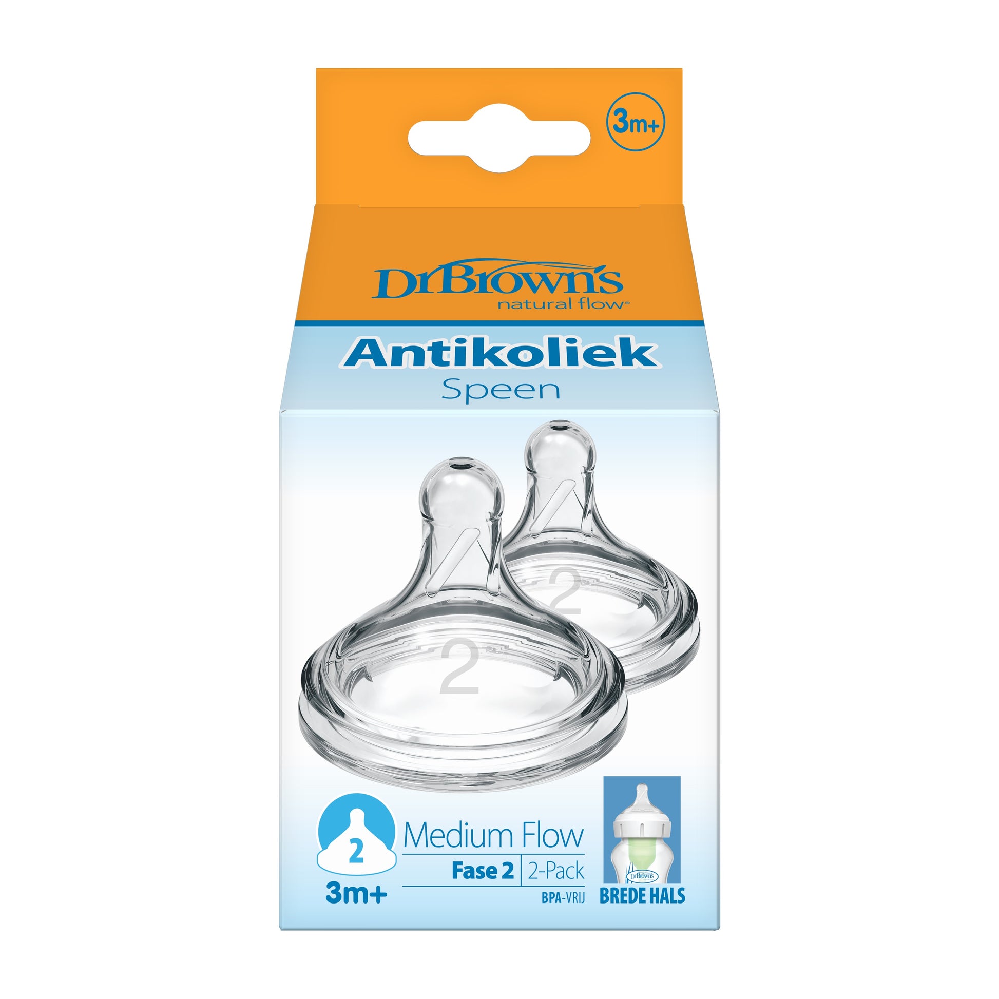 Dr. Brown's Options+ speen fase 2 brede halsfles 2 Stuks