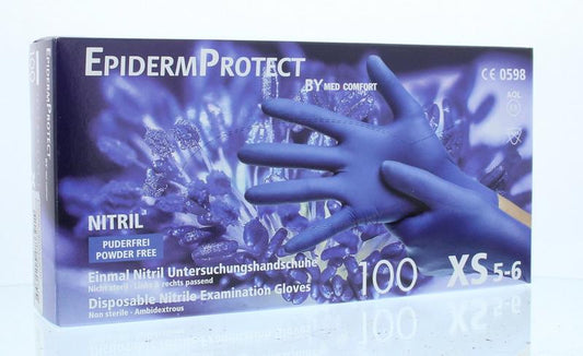 Epiderm Protect Nitriel onderzoekhandschoen poedervrij XS blauw 100 Stuks