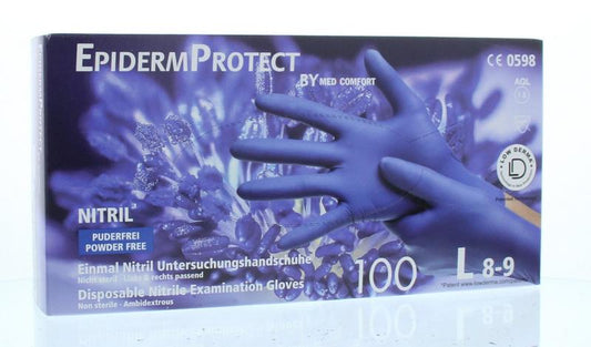 Epiderm Protect Nitriel onderzoekhandschoen poedervrij L blauw 100 Stuks