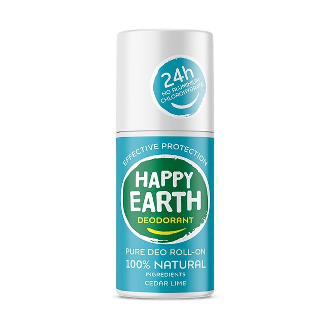 Happy Earth Pure deodorant roll-on cedar lime 75 Milliliter